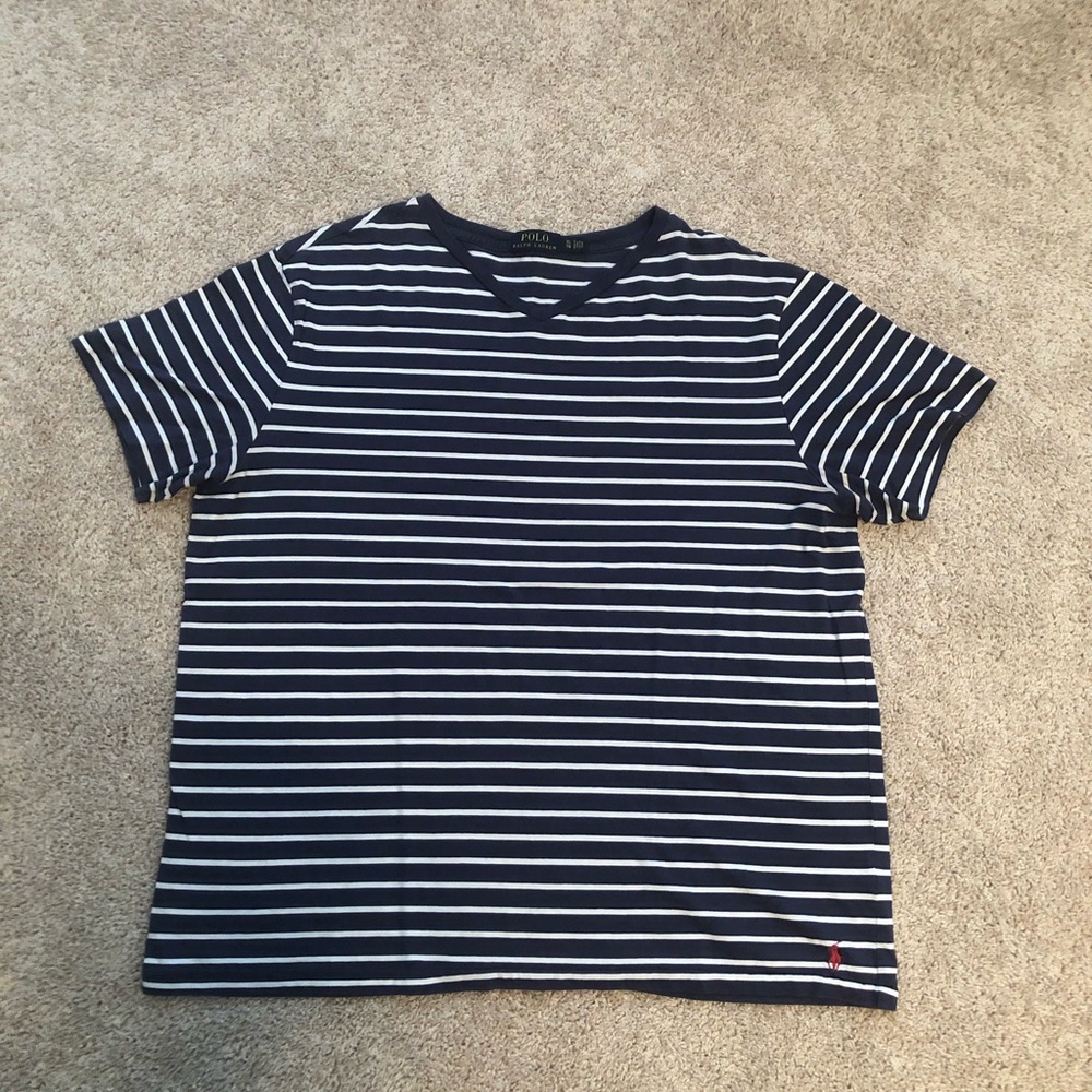 Striped Navy Blue and White Men’s Polo T-shirt
